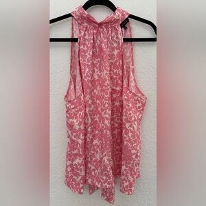 1. State Pink Floral Tie Neck Sleeveless Top Size XL
